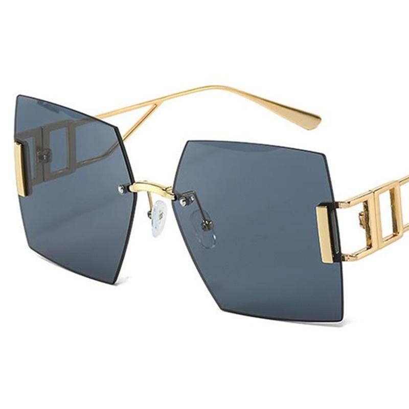 

Fashion Sun Glasses Women Retro Anti-UV Spectacles Square Eyeglasses Gradient Color Lens Google Personality Rimless Sunglasses as picture
