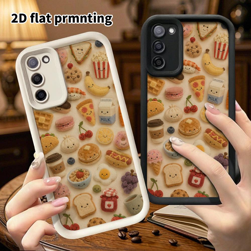 Phone Case: 2D flat, suitable for Samsung Galaxy A34 A35 M05 M06 S20 S22 S21 FE Plus 5G, featuring cute felt food, a perfect Christmas and Halloween f