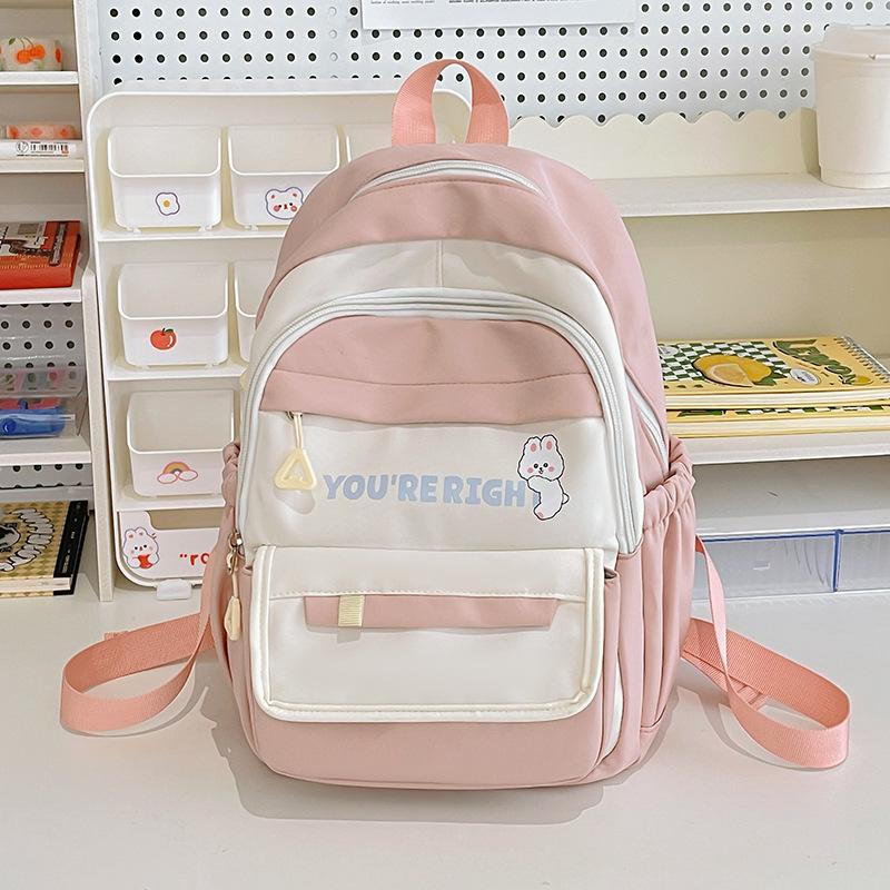 

Student School Bag College Style Backpack Children Cartoon Lightweight Backpack рожевий