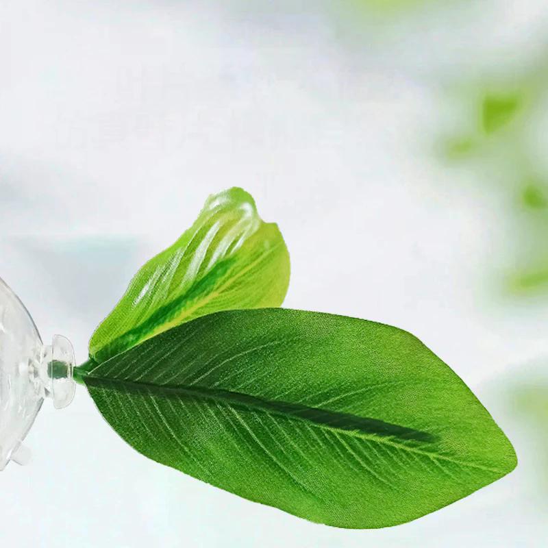 1 Pc Green Leaf Hammock For Betta Fish Stress-Reducing Aquarium-Safe Decor With Suction Cup For Fish Tank Fake Plants Decoration