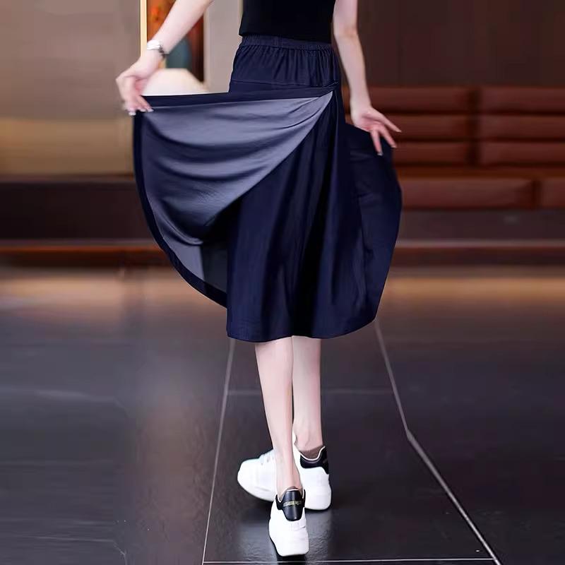 Women's High Waist Tencel Wide Leg Culottes – Slimming, Versatile, and Drapey Eight-Point Flared Summer Pants Skirt.