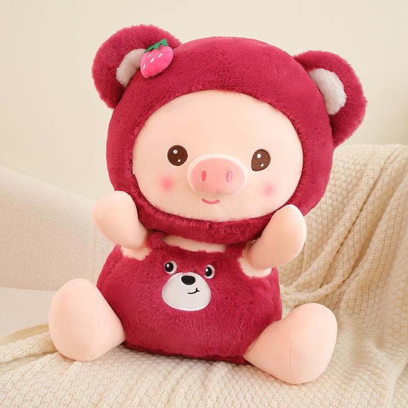 Strawberry Delightful Pig Plush Pillow Cute Cartoon Stuffed Doll Gift