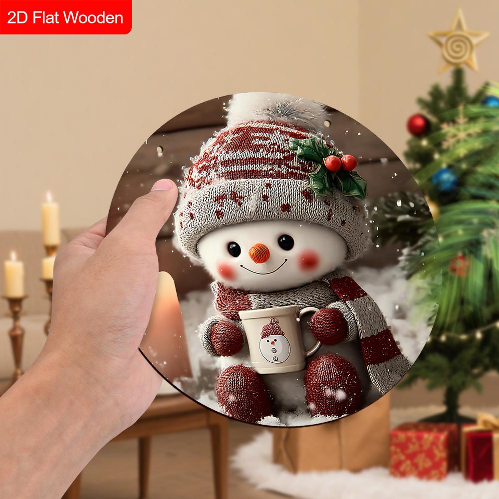 Warm Winter Wooden Christmas Sign - Unique Figurine Ornaments with Adorable Snowman Pattern - Ideal for Front Door, Yard, Porch, Wall Decor