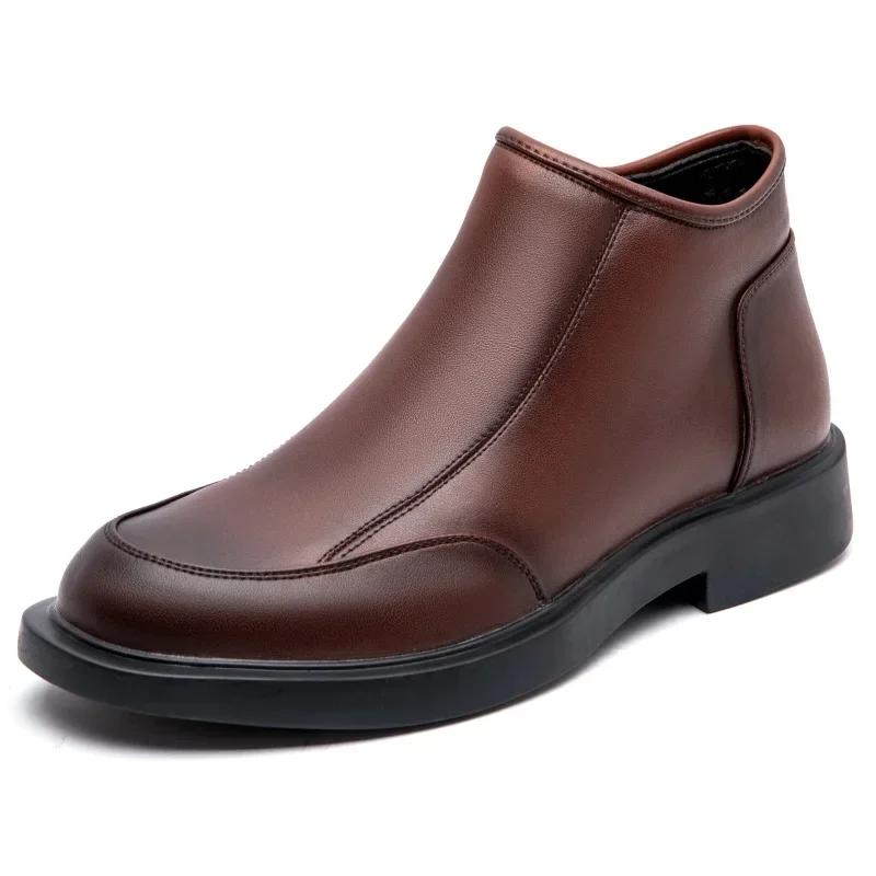Fashion Fashion Business Boots Travel Leather Boots Men's Non-Slip Motorcycle Boots Minimalist Style Outdoor Mens Slip on Casual Shoes