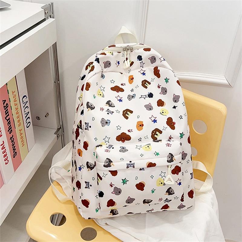 

Cute Cartoon Puppy Dog Print Backpack Large-Capacity Casual Student Schoolbag Delicate Personality Trend Travel Bag Gift белый