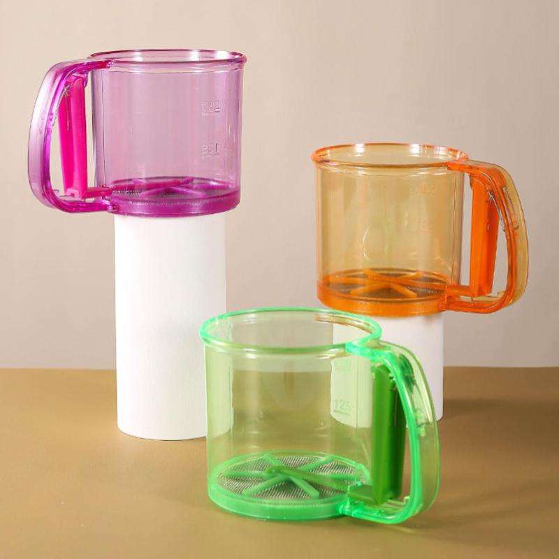 1Pcs Non-Stick Baking Tools Semi-Automatic Flour Sifter Transparent With Hand Press Design Kitchen Filter Screen Flour Sieve