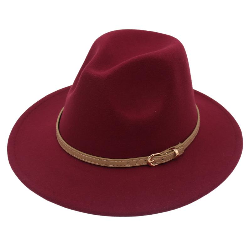 Fedora Spring And Summer Small Belt Felt Hat Percussion Performance Jazz Hat Woolen Top Hat Big Eaves Hat