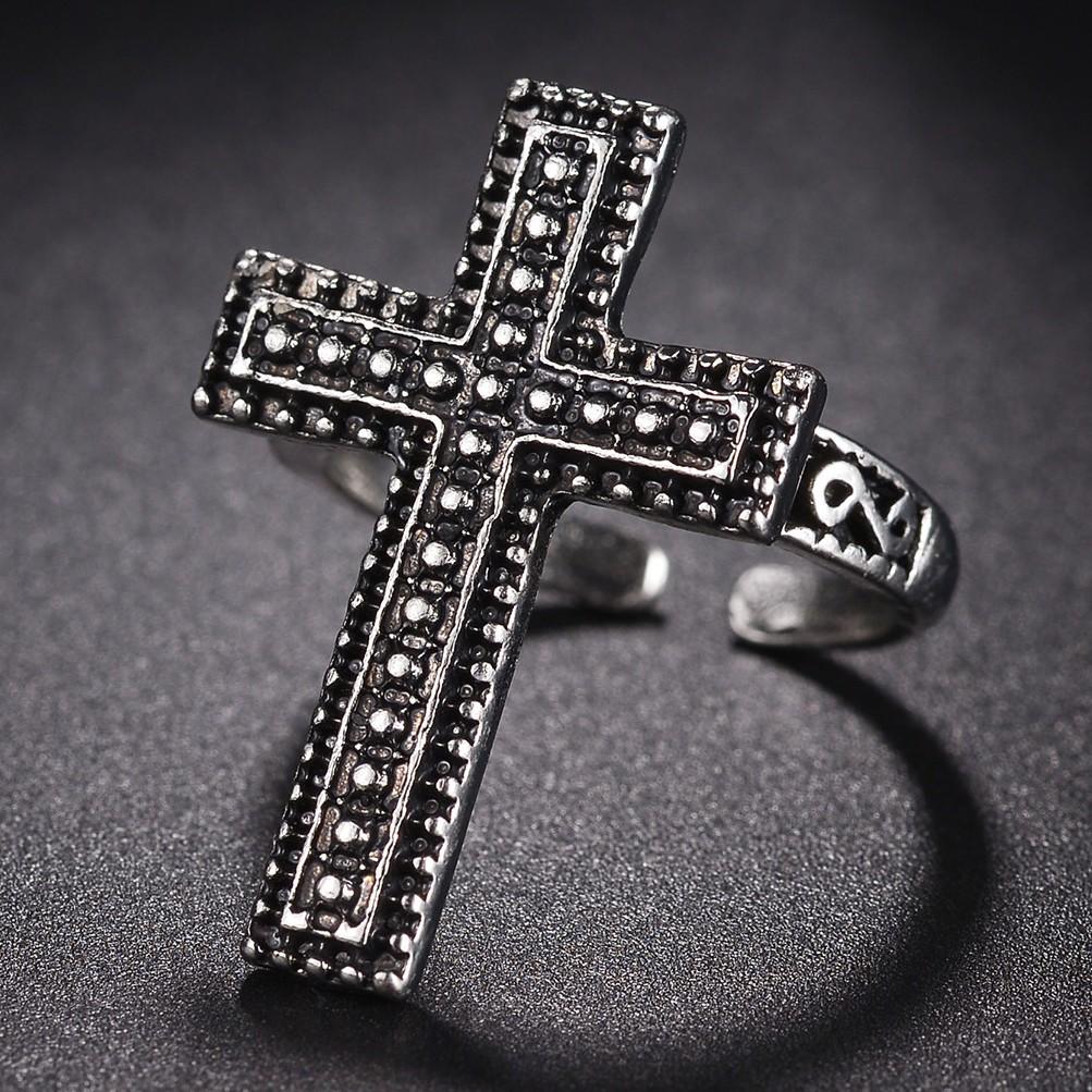 1 STuks Punk Vintage Zwart Grote Open Kruis Ring Voor Vrouwen Feest Sieraden Mannen Trendy Gotisch Goud Zilver Kleur Vinger Ringen Anillo