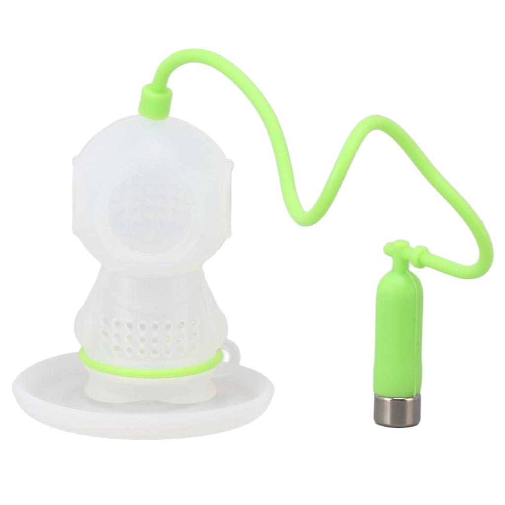 Silicone Tea Infuser Cute Diver Shape Reusable Flexible Easy To Clean Tea Strainer Ultra Fine Mesh with Drip Tray for Fruit Tea
