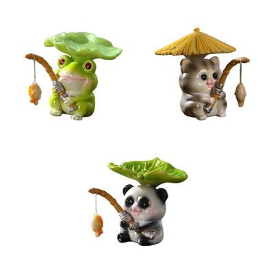 Mini Animal Statue Aquarium Decoration Art Crafts Animal Fishing Figurine Resin Miniature Sculpture for Living Room Shelf