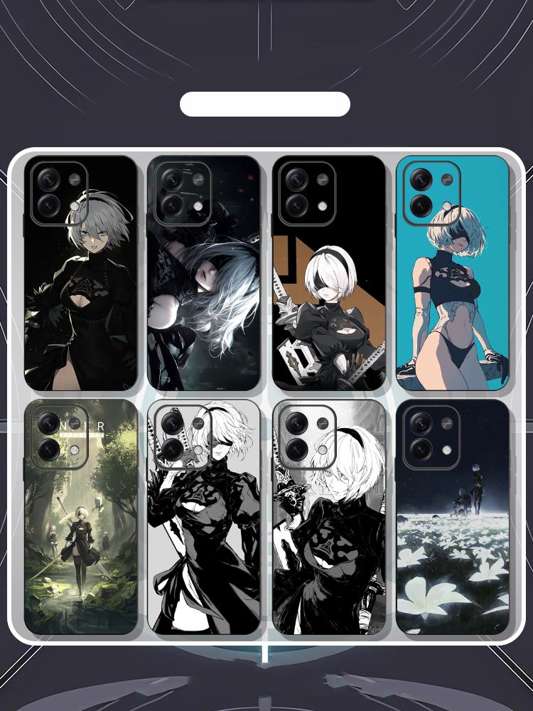 Nier automata sexy game girl pattern Phone Case For Redmi Note 14 13 12 11 Pro Plus S 5G 14C A3 Soft Black Phone Cover