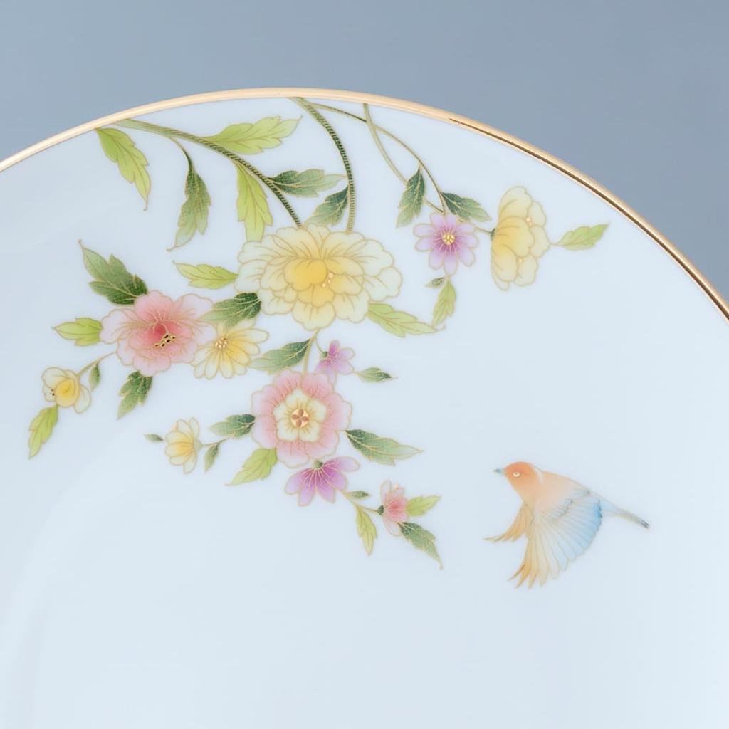 NARUMI Ramage Plate Set, 19cm, White, Floral Print, Cute and Stylish Pair of Plates, Gift Boxed, 52468-23400