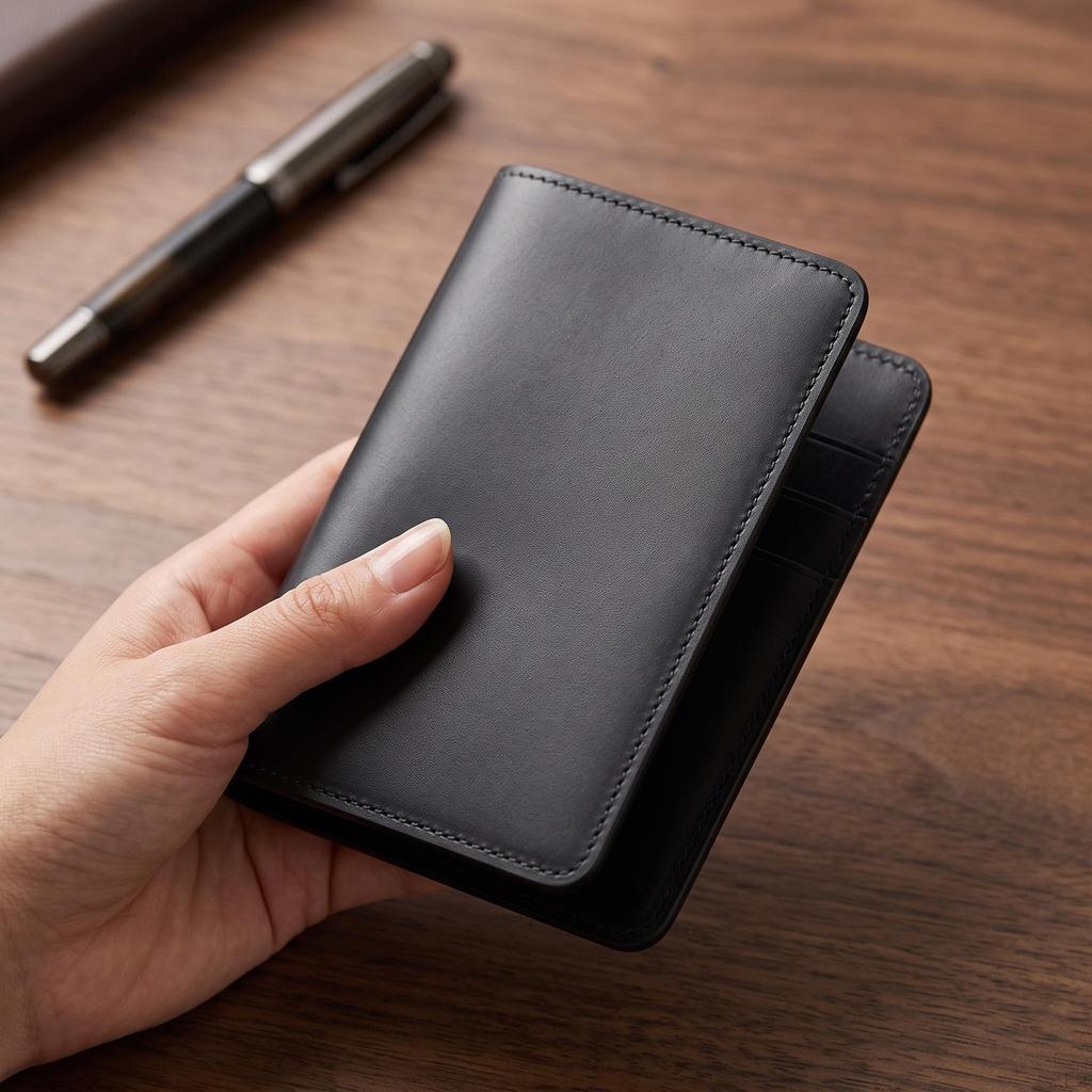 Genuine Leather Passport Holder Travel Wallet with Card Slots for Men and Women Black