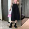 Women's Long Skirts Elastic High Waist Casual Skirt Girl's Spring Summer Solid Color A-line Skirts All-match Hot Pleated Skirt
