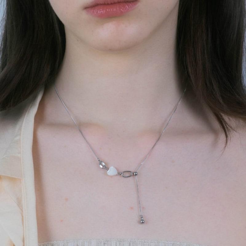 Pearlymore Heart Mother-of-Pearl Slide Ball Necklace_PM25N001SS