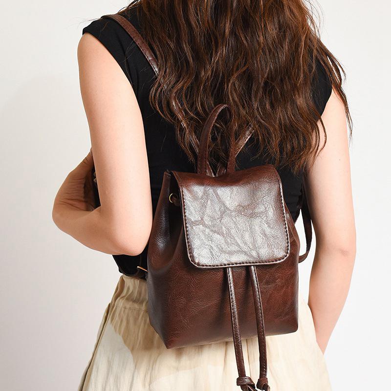 Retro American Style Pu Backpack  Girly Commuter Bags Women Outdoor Portable Storage Bags Large Capacity Student Bag Gift