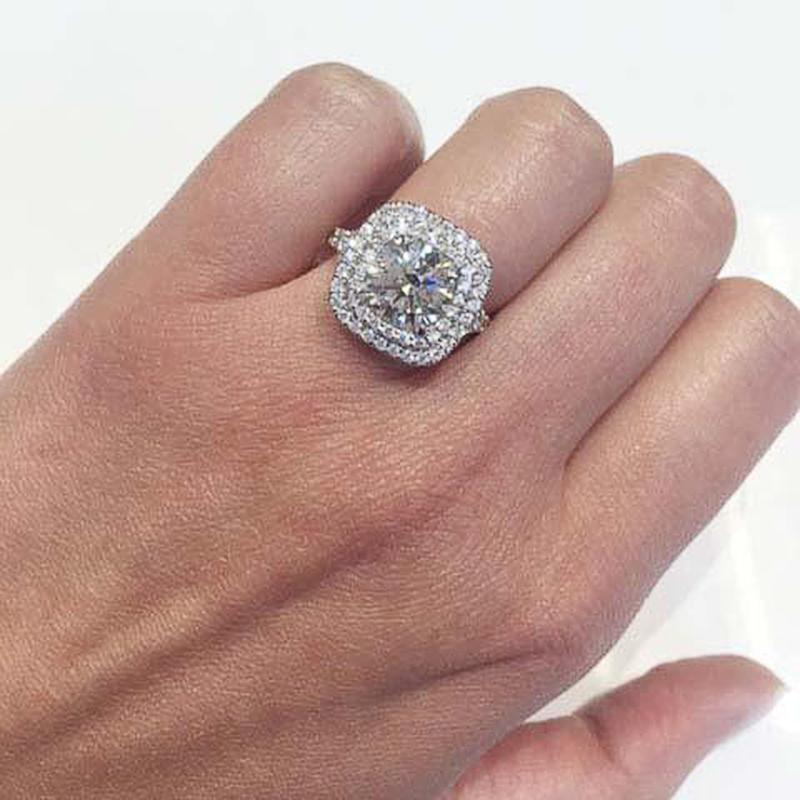 Classic Wedding Rings Women Luxury Silver Color Cubic Zirconia Crystal Ring Elegant Female Accessories Engagement Jewelry