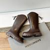 Girls two cotton boots winter 2025 new children's high boots velvet girls Martin boots medium and older children's long boots