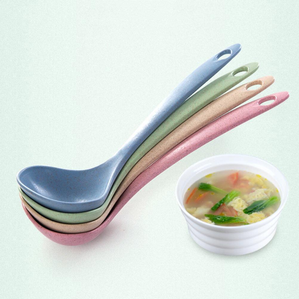 Handle Soup Wheat Straw Ladle Thickened Porridge Spoon Wheat Straw Spoon For Home Kitchen Restaurant Blue