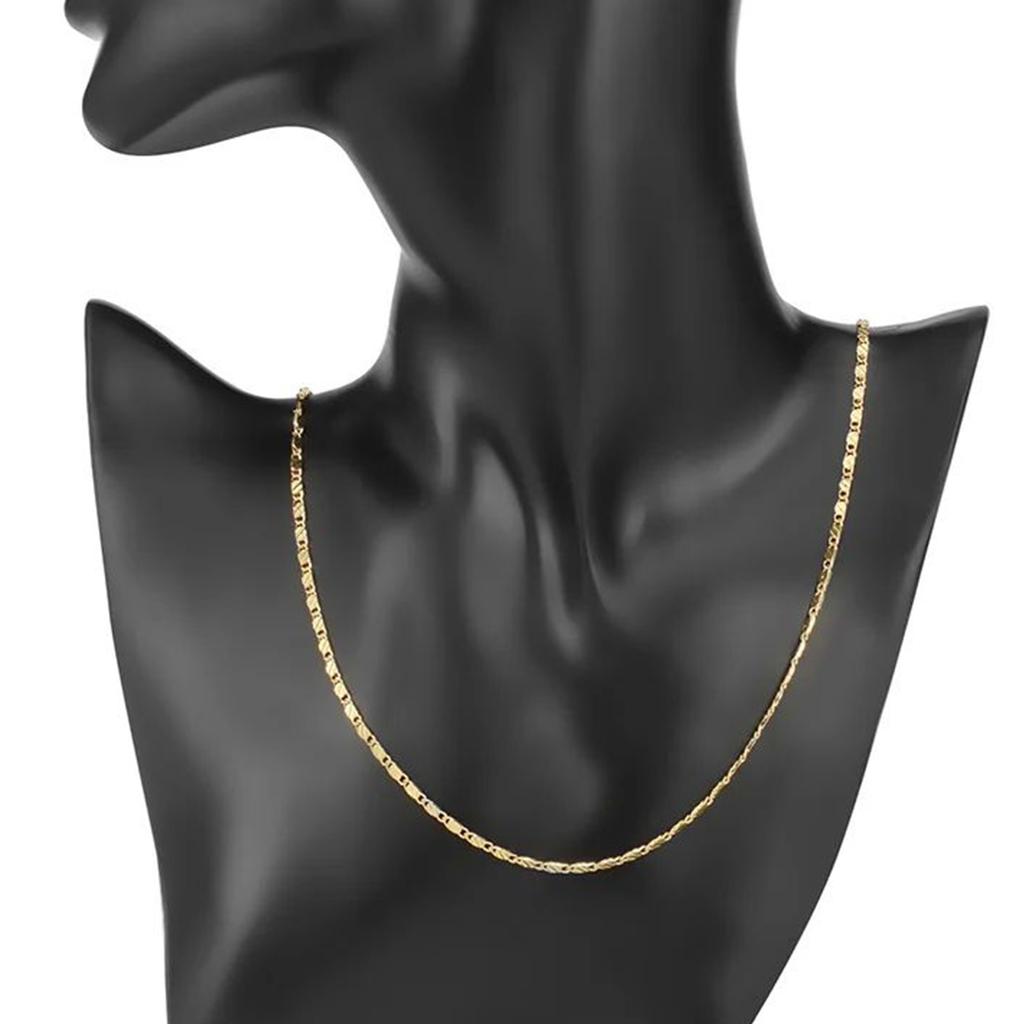 40-75cm 18k Gold Color Charm 2mm Flat Chain Necklaces For Women Men Luxury Fashion Party Wedding Jewelry