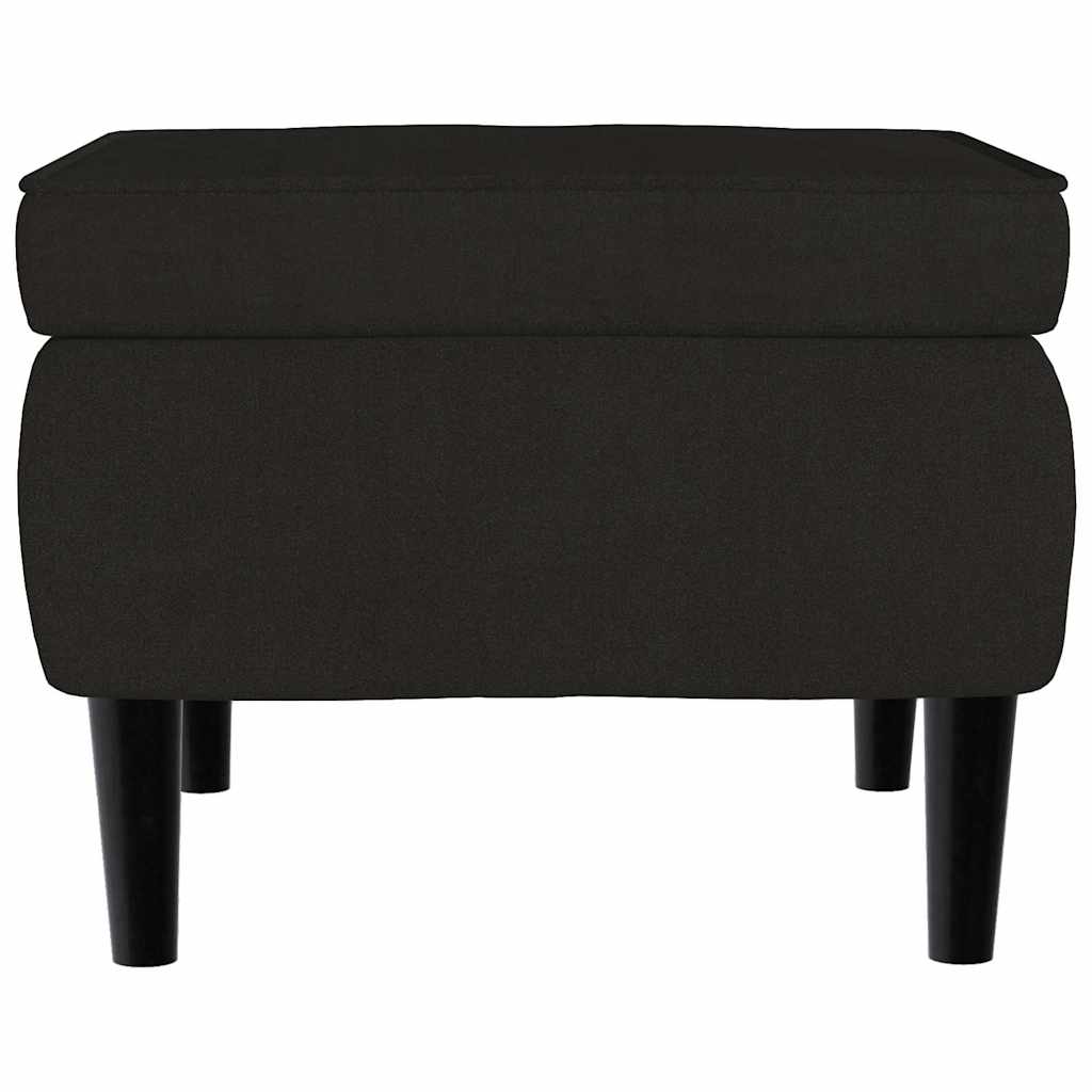 Velvet Armchair with Footstool Black