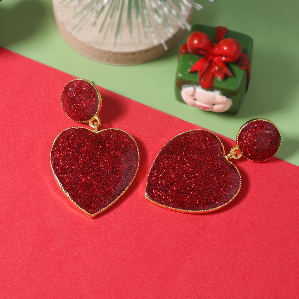 Christmas simple and fashionable classic love pendant earrings, versatile women's models