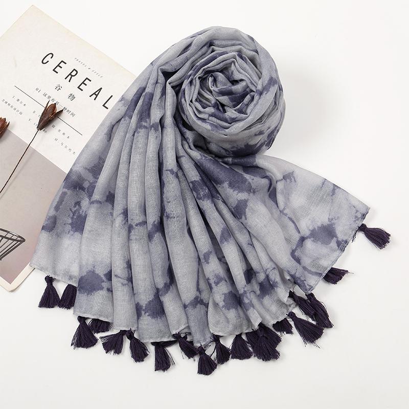Elegant Floral Printed Hijab Cotton Viscose Tassel Shawl For Woman Fashion Beach Long Scarf Ladies Flower Headscarf 180*90cm