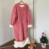 Coral Fleece Jacquard Nightgown Winter Pajamas Warm Homewear Nightdress
