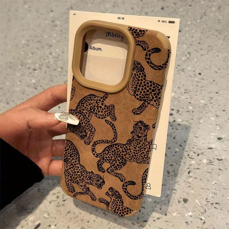 Vivid Leopard Pattern Bonded Leather Phone Case For iPhone 17 16 15 14 Pro Max 13 12 11 XS XR X 16 Plus Shockproof Bumper Cover