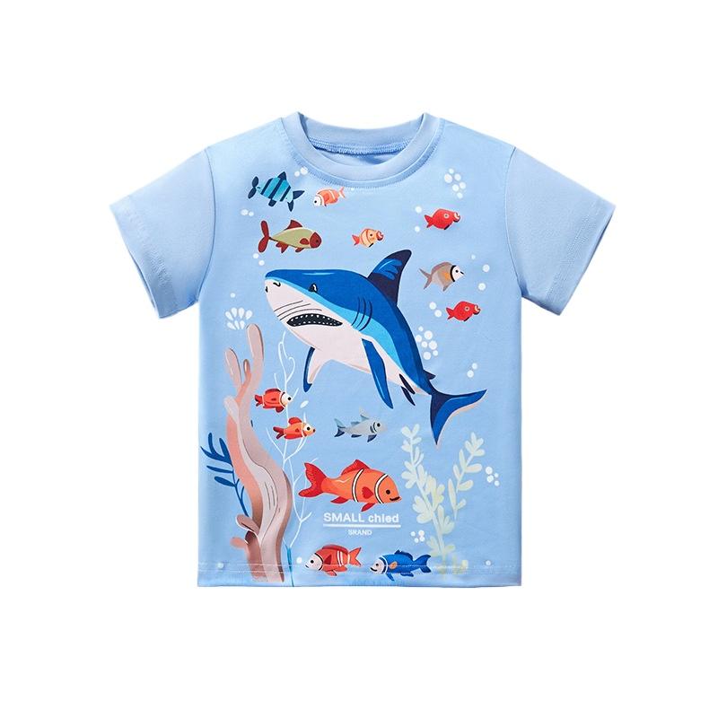 

Children s Clothing Summer T-shirts Children s Cartoon Printed T-shirts Knitted Cotton Round Neck Boys Tops 140 синій