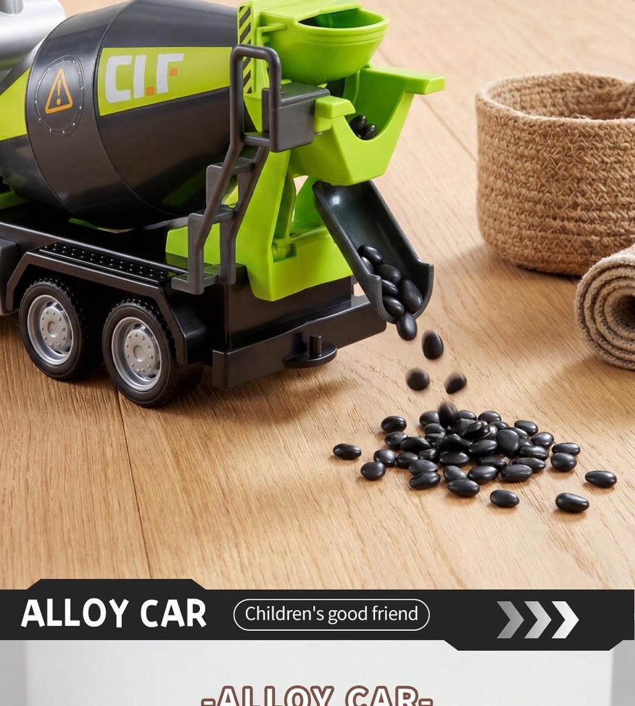 Large Alloy Cement Mixer Truck Toy for Children - Dischargeable Tank Construction Vehicle for Boys