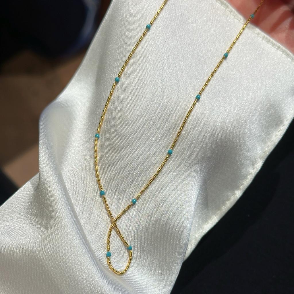 Turquoise Pearl Necklace Stacked Women's Accessories Summer Collarbone Chain High-end Light Luxury Niche Pendant Neck Chain Jewelry