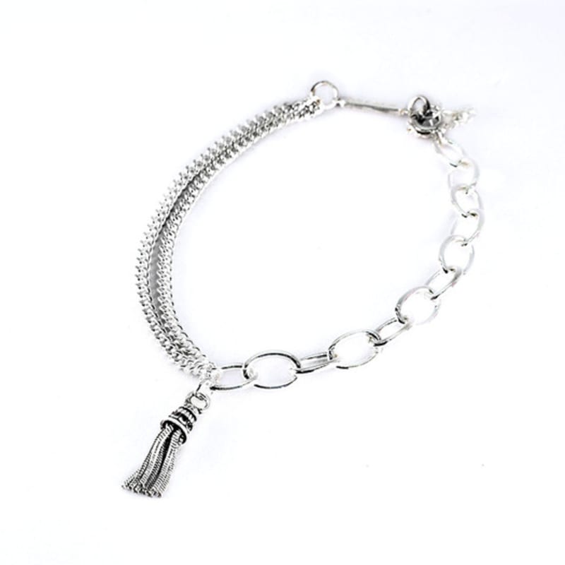 HARANG HR 367B_Tassel Half & Half Double Chain Bracelet