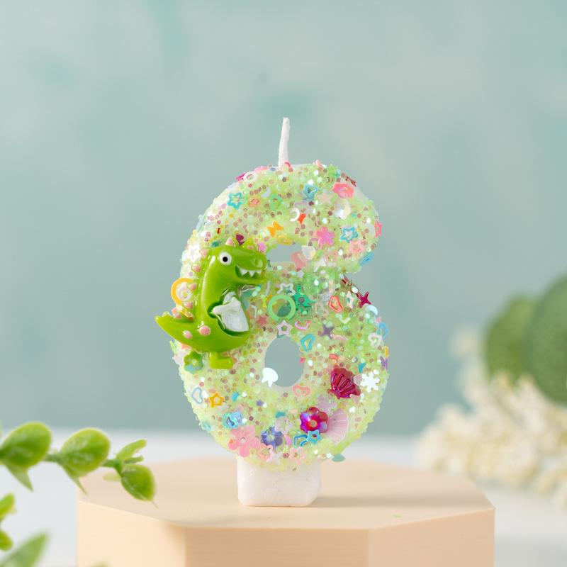 Digital Birthday Candle Cake Party Decoration First Birthday Creative Dinosaur Decoration