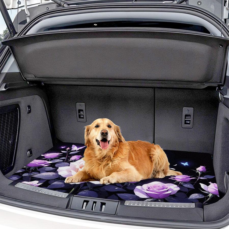 1Pcs Purple Rose Butterfly Car Trunk Mat Anti Slip Cargo Liner Waterproof Storage Protector for SUV Sedan