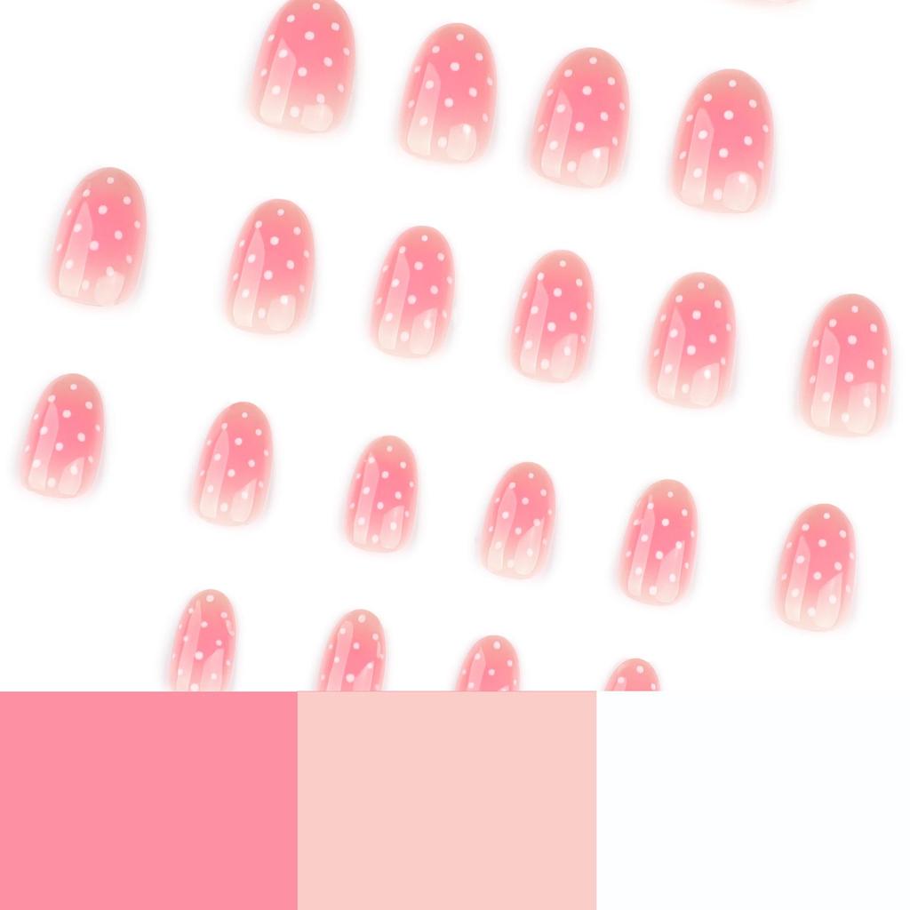Minimalist Polka Dot Autumn/Winter Wearable Short Round False Nails