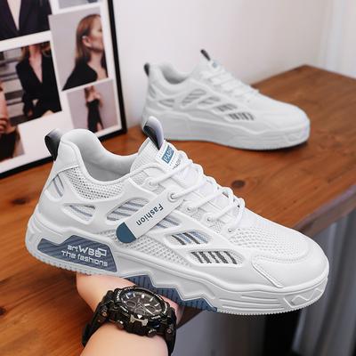 Chaussures blanches polyvalentes antidérapantes pour hommes, été, sport, loisirs, chaussures de skate pour hommes, respirantes, à semelle souple, chaussures rehaussantes pour hommes