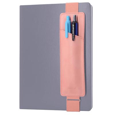 Adjustable Elastic Band Pen Holder Solid Color PU Pen Sleeve Pouch Students Notebook Book Page Pen Clip