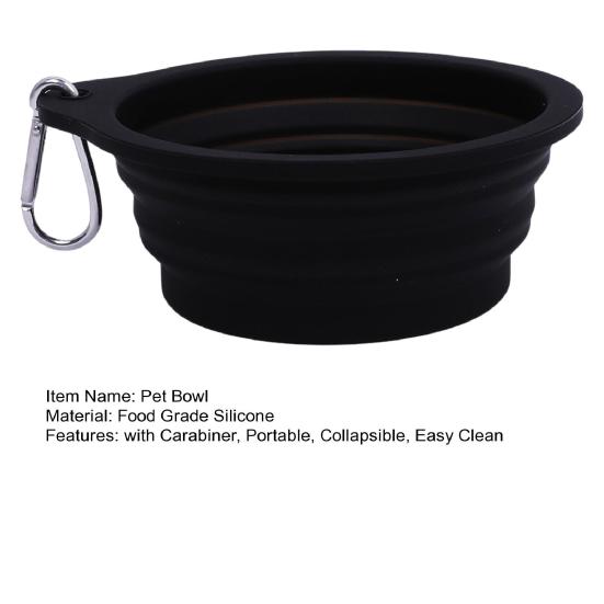 Faltbare Haustiernapf Silikon Zusammenklappbarer Hundenapf Futter-Wassernapf Tragbarer Haustiernapf mit Karabiner für Hunde und Katzen Outdoor-Spaziergänge Camping
