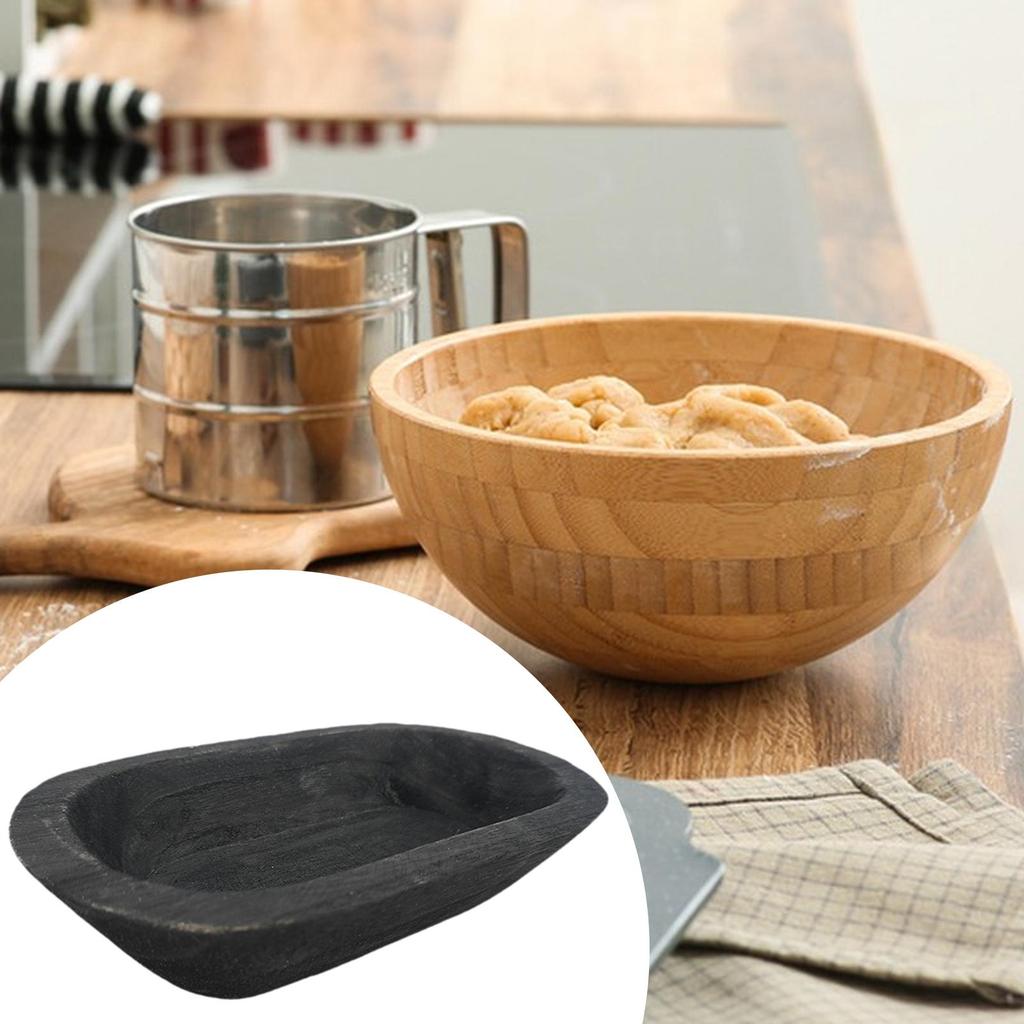 Decorative Wooden Storage Tray Hand Carved Bowl for Candle Tabletop Display for Kitchen or Living Room