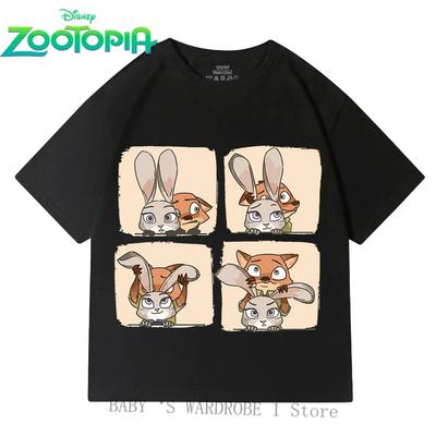 Disney Zootopia Cotton Short Sleeve Shirts for Boys and Girls 3-12 with Cartoon Graphics Cute Fashionable