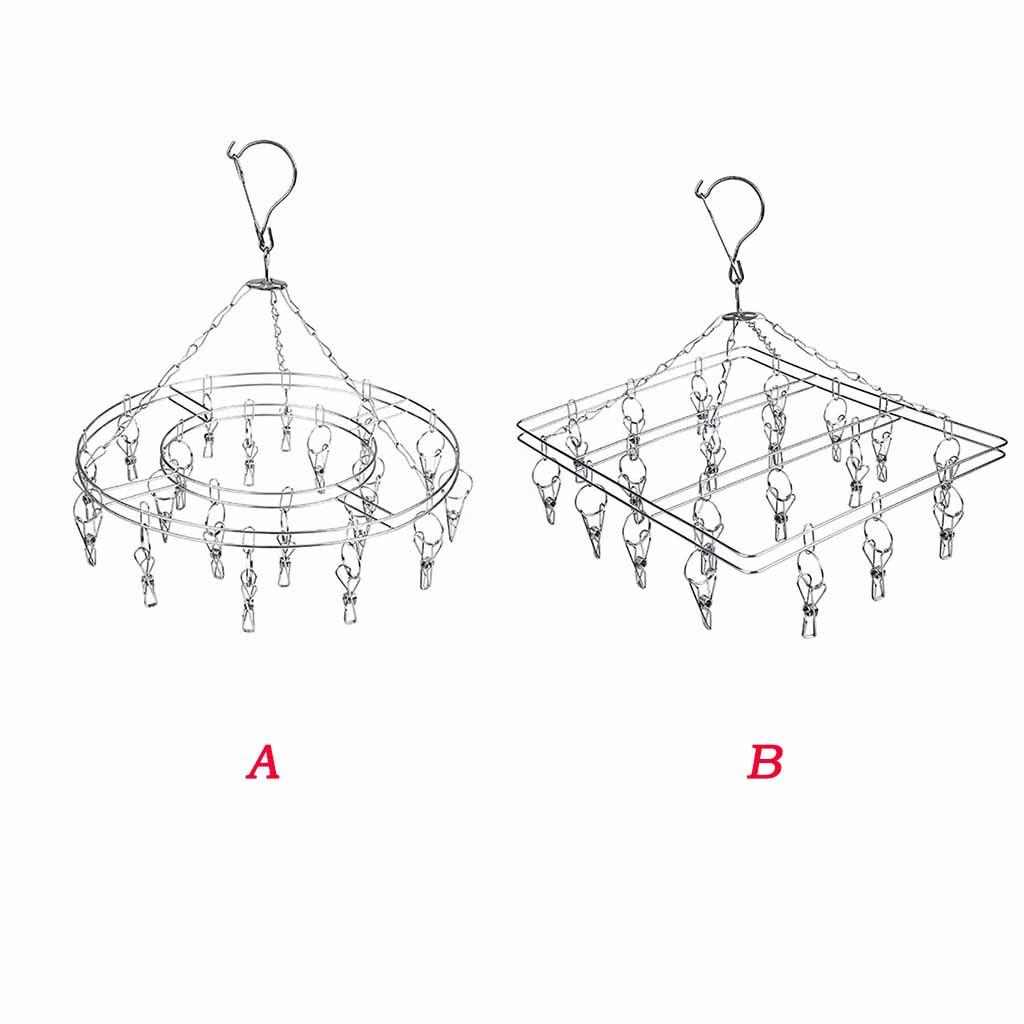 Clothes Hanger 20 Clips Stainless Steel Fasteners Clothes Drying Rack Hanger