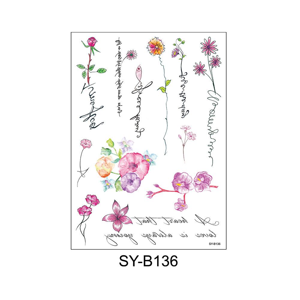 Cross Border New Small Fresh Color Hand-painted Flower Tattoo Sticker Waterproof Durable Wedding Photo Arm Decoration