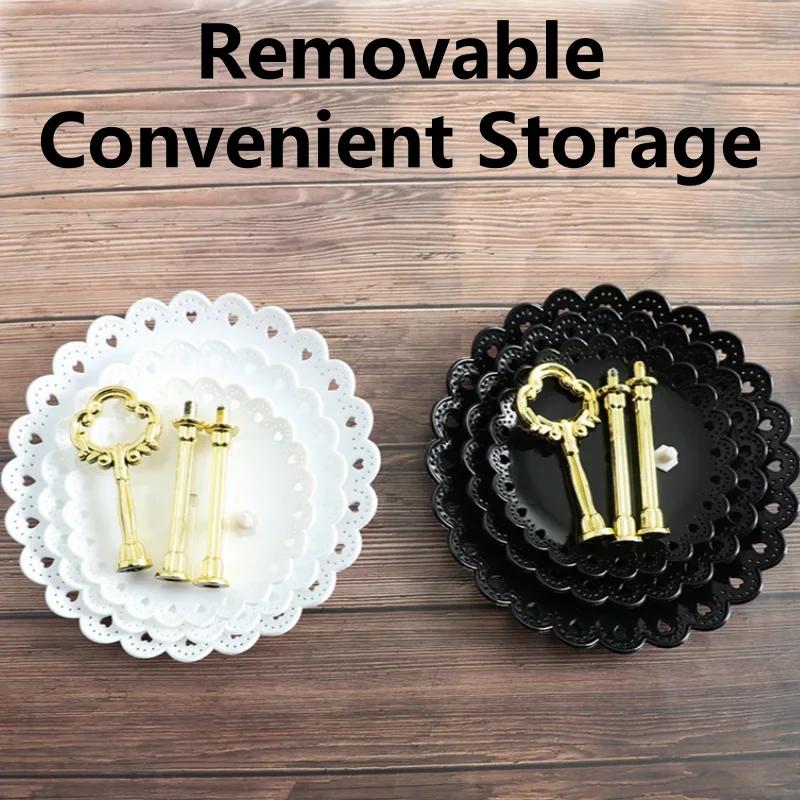 3 Layer Cake Stand Fruit Plate Tray Snack Plate Display Birthday Wedding Party Dessert Creative Petal Fruit Tray Display Shelf