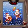 Christmas Static Window Stickers Santa Reindeer Snowman Snowflake Xmas Glass Decals Removable Christmas Home Window Decor Clings