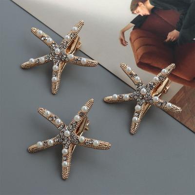 For Women Bridal Headpiece Headwear Hair Clips Starfish Hairpin Girls Barrettes Rhinestone Pearl