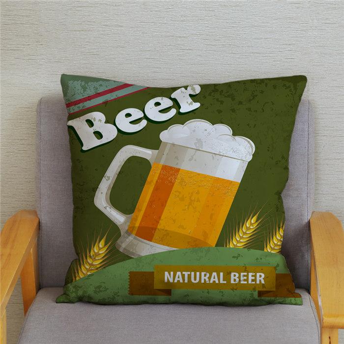 Vintage Beer Cushion Cover Peach Skin Pillowcase Fashion Home Decor Pillowcase Pillowcase