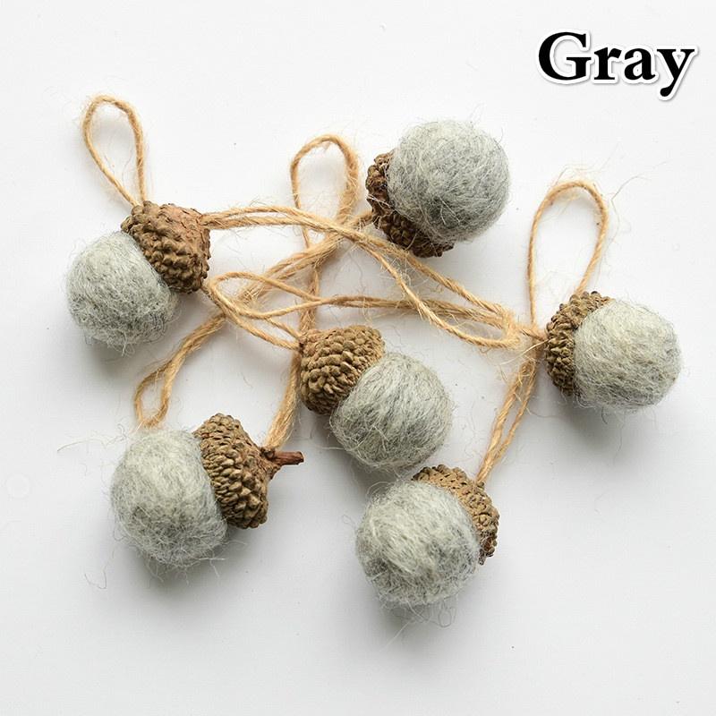 6pcs/set Wool Felt Pine Cone Acorn Pendant Christmas Ornament DIY Craft