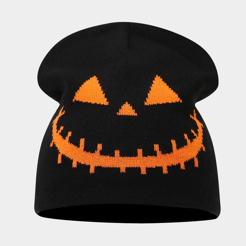 Autumn and Winter New Halloween Pumpkin Skull Jacquard Knitted Hat Festive Personality Funny Warm Wool Hat