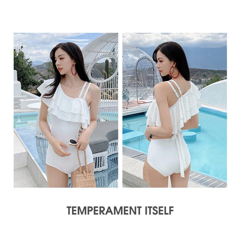 Women's 2025 Korean Style One-Piece Swimsuit: Solid Color, Sexy Backless, Belly-Covering, Conservative Student Bikini